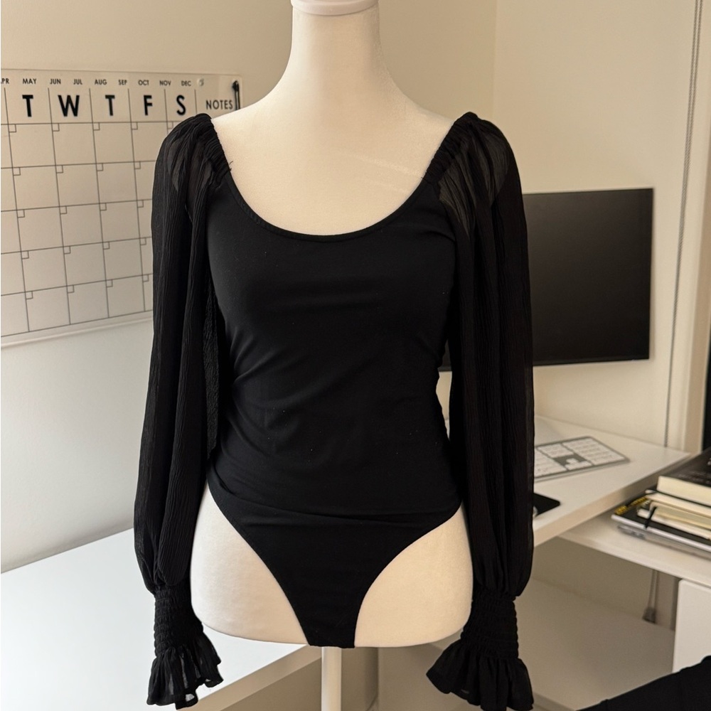 Lulu's Black Long Sleeve Bodysuit
